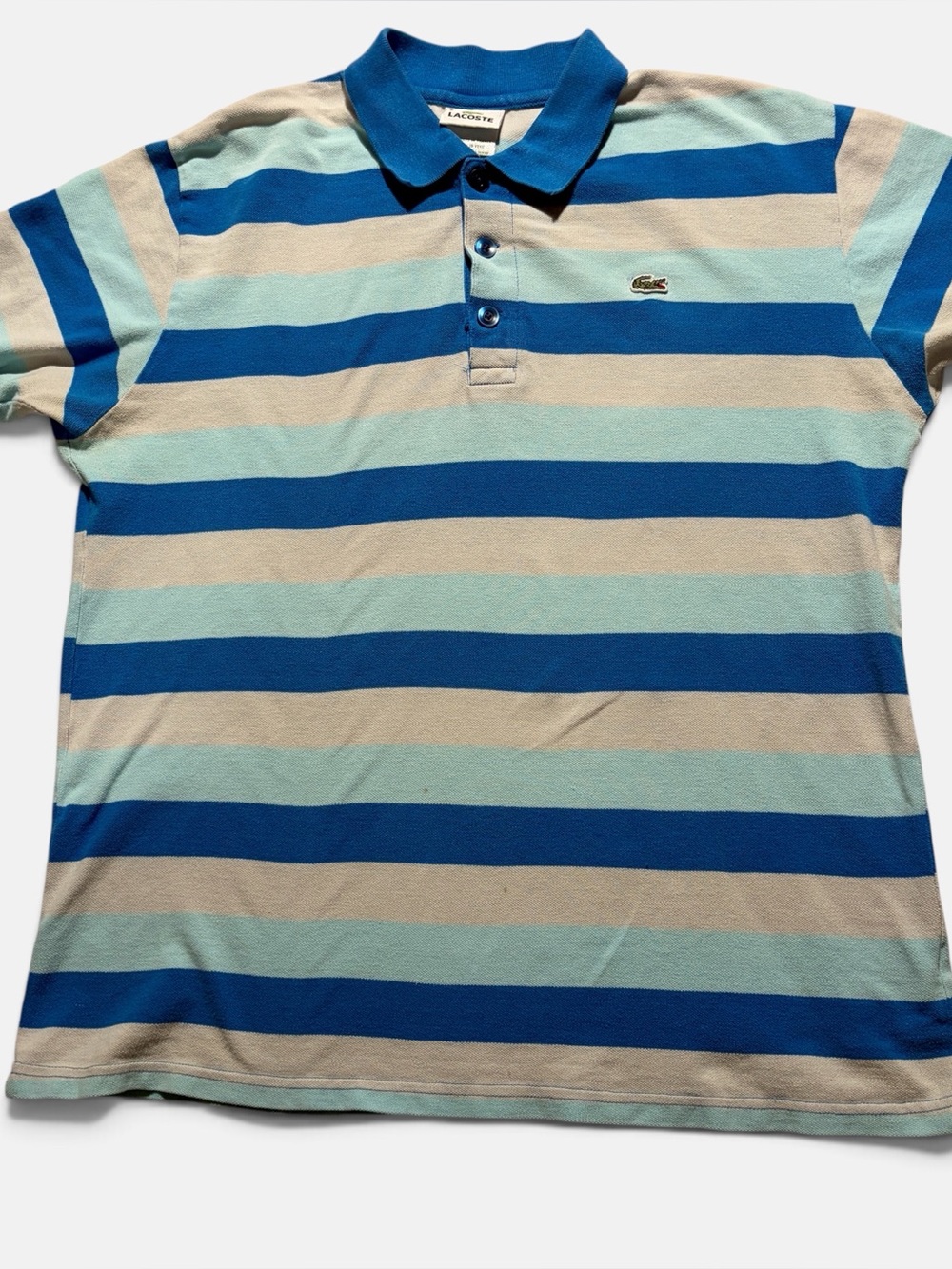 Lacoste Mens Striped Polo Shirt 8 Fits US L/XL [READ]